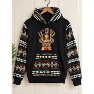 Vigor Peguche Ecuador Embroidered Geometric Hoodie Women's S Andean